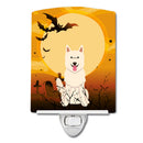 Halloween White German Shepherd Ceramic Night Light Compact, UL-Certified, Ideal for Bedroom, Bathroom, Nursery, Hallway, Kitchen, 6x4x3, Multicolor