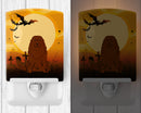 Halloween Caucasian Shepherd Dog Ceramic Night Light Compact, UL-Certified, Ideal for Bedroom, Bathroom, Nursery, Hallway, Kitchen, 6x4x3, Multicolor