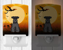 Halloween Miniature Schnauzer Black Ceramic Night Light Compact, UL-Certified, Ideal for Bedroom, Bathroom, Nursery, Hallway, Kitchen, 6x4x3, Multicolor