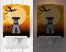 Halloween Miniature Schnauzer Black Silver Ceramic Night Light Compact, UL-Certified, Ideal for Bedroom, Bathroom, Nursery, Hallway, Kitchen, 6x4x3, Multicolor