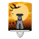 Halloween Miniature Schnauzer Black Silver Ceramic Night Light Compact, UL-Certified, Ideal for Bedroom, Bathroom, Nursery, Hallway, Kitchen, 6x4x3, Multicolor