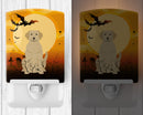 Halloween Yellow Labrador Ceramic Night Light Compact, UL-Certified, Ideal for Bedroom, Bathroom, Nursery, Hallway, Kitchen, 6x4x3, Multicolor