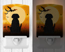 Halloween Black Labrador Ceramic Night Light Compact, UL-Certified, Ideal for Bedroom, Bathroom, Nursery, Hallway, Kitchen, 6x4x3, Multicolor