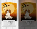 Halloween Cavalier Spaniel Ceramic Night Light Compact, UL-Certified, Ideal for Bedroom, Bathroom, Nursery, Hallway, Kitchen, 6x4x3, Multicolor
