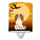 Halloween Cavalier Spaniel Ceramic Night Light Compact, UL-Certified, Ideal for Bedroom, Bathroom, Nursery, Hallway, Kitchen, 6x4x3, Multicolor