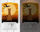 Halloween Irish Terrier Ceramic Night Light Compact, UL-Certified, Ideal for Bedroom, Bathroom, Nursery, Hallway, Kitchen, 6x4x3, Multicolor