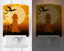 Halloween Irish Setter Ceramic Night Light Compact, UL-Certified, Ideal for Bedroom, Bathroom, Nursery, Hallway, Kitchen, 6x4x3, Multicolor