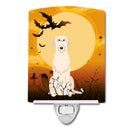 Halloween Irish Wolfhound Ceramic Night Light Compact, UL-Certified, Ideal for Bedroom, Bathroom, Nursery, Hallway, Kitchen, 6x4x3, Multicolor