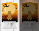 Halloween Poodle Tan Ceramic Night Light Compact, UL-Certified, Ideal for Bedroom, Bathroom, Nursery, Hallway, Kitchen, 6x4x3, Multicolor