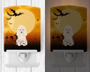Halloween Poodle White Ceramic Night Light Compact, UL-Certified, Ideal for Bedroom, Bathroom, Nursery, Hallway, Kitchen, 6x4x3, Multicolor