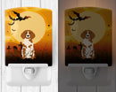 Halloween Brittany Spaniel Ceramic Night Light Compact, UL-Certified, Ideal for Bedroom, Bathroom, Nursery, Hallway, Kitchen, 6x4x3, Multicolor