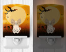 Halloween Papillon Sable White Ceramic Night Light Compact, UL-Certified, Ideal for Bedroom, Bathroom, Nursery, Hallway, Kitchen, 6x4x3, Multicolor