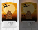 Halloween Shih Tzu Silver Chocolate Ceramic Night Light Compact, UL-Certified, Ideal for Bedroom, Bathroom, Nursery, Hallway, Kitchen, 6x4x3, Multicolor