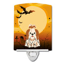 Halloween Shih Tzu Red White Ceramic Night Light Compact, UL-Certified, Ideal for Bedroom, Bathroom, Nursery, Hallway, Kitchen, 6x4x3, Multicolor