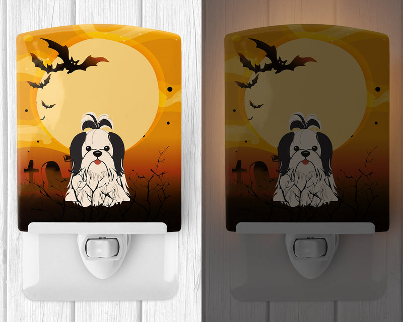 Halloween Shih Tzu Black White Ceramic Night Light BB4354CNL