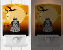 Halloween Shih Tzu Black Silver Ceramic Night Light Compact, UL-Certified, Ideal for Bedroom, Bathroom, Nursery, Hallway, Kitchen, 6x4x3, Multicolor