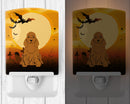 Halloween Cocker Spaniel Red Ceramic Night Light Compact, UL-Certified, Ideal for Bedroom, Bathroom, Nursery, Hallway, Kitchen, 6x4x3, Multicolor