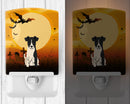 Halloween Smooth Fox Terrier Ceramic Night Light Compact, UL-Certified, Ideal for Bedroom, Bathroom, Nursery, Hallway, Kitchen, 6x4x3, Multicolor