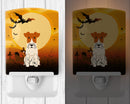 Halloween Wire Fox Terrier Ceramic Night Light Compact, UL-Certified, Ideal for Bedroom, Bathroom, Nursery, Hallway, Kitchen, 6x4x3, Multicolor