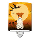 Halloween Wire Fox Terrier Ceramic Night Light Compact, UL-Certified, Ideal for Bedroom, Bathroom, Nursery, Hallway, Kitchen, 6x4x3, Multicolor