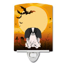 Halloween Pekingese Black White Ceramic Night Light Compact, UL-Certified, Ideal for Bedroom, Bathroom, Nursery, Hallway, Kitchen, 6x4x3, Multicolor