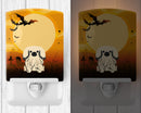Halloween Pekingese Cream Ceramic Night Light Compact, UL-Certified, Ideal for Bedroom, Bathroom, Nursery, Hallway, Kitchen, 6x4x3, Multicolor