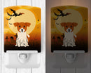 Halloween Jack Russell Terrier Ceramic Night Light Compact, UL-Certified, Ideal for Bedroom, Bathroom, Nursery, Hallway, Kitchen, 6x4x3, Multicolor