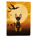 Halloween English Toy Terrier House Flag 28x40 Porch Sleeve Pole Decorative Outside Yard Banner Artwork Wall Hanging, Polyester