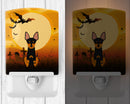 Halloween English Toy Terrier Ceramic Night Light Compact, UL-Certified, Ideal for Bedroom, Bathroom, Nursery, Hallway, Kitchen, 6x4x3, Multicolor