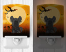 Halloween Chinese Crested Black Ceramic Night Light Compact, UL-Certified, Ideal for Bedroom, Bathroom, Nursery, Hallway, Kitchen, 6x4x3, Multicolor