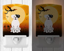 Halloween White Boxer Cooper Ceramic Night Light Compact, UL-Certified, Ideal for Bedroom, Bathroom, Nursery, Hallway, Kitchen, 6x4x3, Multicolor