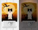 Halloween Border Collie Black White Ceramic Night Light Compact, UL-Certified, Ideal for Bedroom, Bathroom, Nursery, Hallway, Kitchen, 6x4x3, Multicolor
