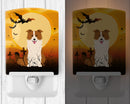 Halloween Border Collie Red White Ceramic Night Light Compact, UL-Certified, Ideal for Bedroom, Bathroom, Nursery, Hallway, Kitchen, 6x4x3, Multicolor