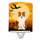 Halloween Border Collie Red White Ceramic Night Light Compact, UL-Certified, Ideal for Bedroom, Bathroom, Nursery, Hallway, Kitchen, 6x4x3, Multicolor