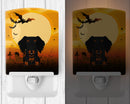 Halloween Wire Haired Dachshund Black Tan Ceramic Night Light Compact, UL-Certified, Ideal for Bedroom, Bathroom, Nursery, Hallway, Kitchen, 6x4x3, Multicolor