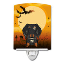 Halloween Wire Haired Dachshund Dapple Ceramic Night Light Compact, UL-Certified, Ideal for Bedroom, Bathroom, Nursery, Hallway, Kitchen, 6x4x3, Multicolor
