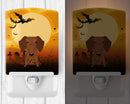 Halloween Dachshund Red Brown Ceramic Night Light Compact, UL-Certified, Ideal for Bedroom, Bathroom, Nursery, Hallway, Kitchen, 6x4x3, Multicolor