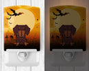 Halloween Dachshund Chocolate Ceramic Night Light Compact, UL-Certified, Ideal for Bedroom, Bathroom, Nursery, Hallway, Kitchen, 6x4x3, Multicolor