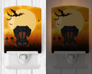 Halloween Dachshund Black Tan Ceramic Night Light Compact, UL-Certified, Ideal for Bedroom, Bathroom, Nursery, Hallway, Kitchen, 6x4x3, Multicolor