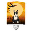 Halloween Bull Terrier Black White Ceramic Night Light Compact, UL-Certified, Ideal for Bedroom, Bathroom, Nursery, Hallway, Kitchen, 6x4x3, Multicolor