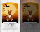 Halloween Bull Terrier Red Ceramic Night Light Compact, UL-Certified, Ideal for Bedroom, Bathroom, Nursery, Hallway, Kitchen, 6x4x3, Multicolor