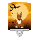 Halloween Bull Terrier Red Ceramic Night Light Compact, UL-Certified, Ideal for Bedroom, Bathroom, Nursery, Hallway, Kitchen, 6x4x3, Multicolor