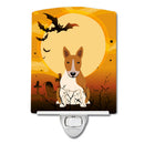 Halloween Bull Terrier Red White Ceramic Night Light Compact, UL-Certified, Ideal for Bedroom, Bathroom, Nursery, Hallway, Kitchen, 6x4x3, Multicolor