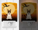 Halloween Bull Terrier Dark Brindle Ceramic Night Light Compact, UL-Certified, Ideal for Bedroom, Bathroom, Nursery, Hallway, Kitchen, 6x4x3, Multicolor