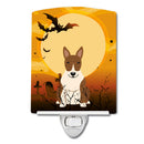 Halloween Bull Terrier Brindle Ceramic Night Light Compact, UL-Certified, Ideal for Bedroom, Bathroom, Nursery, Hallway, Kitchen, 6x4x3, Multicolor
