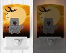 Halloween Chow Chow Blue Ceramic Night Light Compact, UL-Certified, Ideal for Bedroom, Bathroom, Nursery, Hallway, Kitchen, 6x4x3, Multicolor