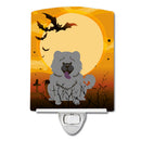 Halloween Chow Chow Blue Ceramic Night Light Compact, UL-Certified, Ideal for Bedroom, Bathroom, Nursery, Hallway, Kitchen, 6x4x3, Multicolor
