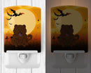 Halloween Chow Chow Chocolate Ceramic Night Light Compact, UL-Certified, Ideal for Bedroom, Bathroom, Nursery, Hallway, Kitchen, 6x4x3, Multicolor