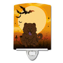 Halloween Chow Chow Chocolate Ceramic Night Light Compact, UL-Certified, Ideal for Bedroom, Bathroom, Nursery, Hallway, Kitchen, 6x4x3, Multicolor