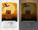Halloween Chow Chow Red Ceramic Night Light Compact, UL-Certified, Ideal for Bedroom, Bathroom, Nursery, Hallway, Kitchen, 6x4x3, Multicolor